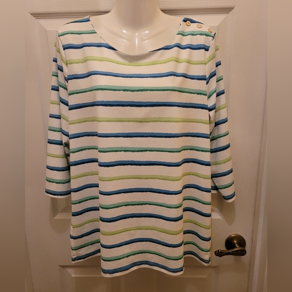 Peck & peck unique stripe colorful top - Picture 1 of 5